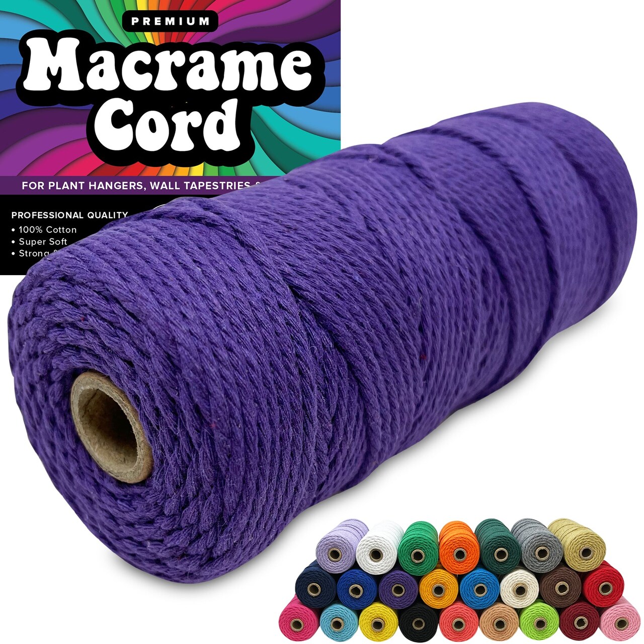3mm Macrame Cord 3mm Thick Cords for Macrame Yarn 100% Cotton Colored Macrame Rope Cord Natural Craft Cord String Yarn Supplies 325 Feet 3 mm Cotton Macrame Cord Thin Macrame Supplies